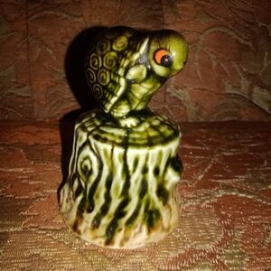 Vintage MCM Turtle Smiling On A Stomp Ceramic Bell 3 5/8" Tall Decor Collectible